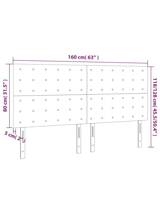Led-voodipeats, cappuccino, 160x5x118/128 cm, kunstnahk