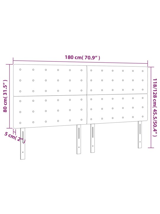 Led-voodipeats, hall, 180x5x118/128 cm, kunstnahk