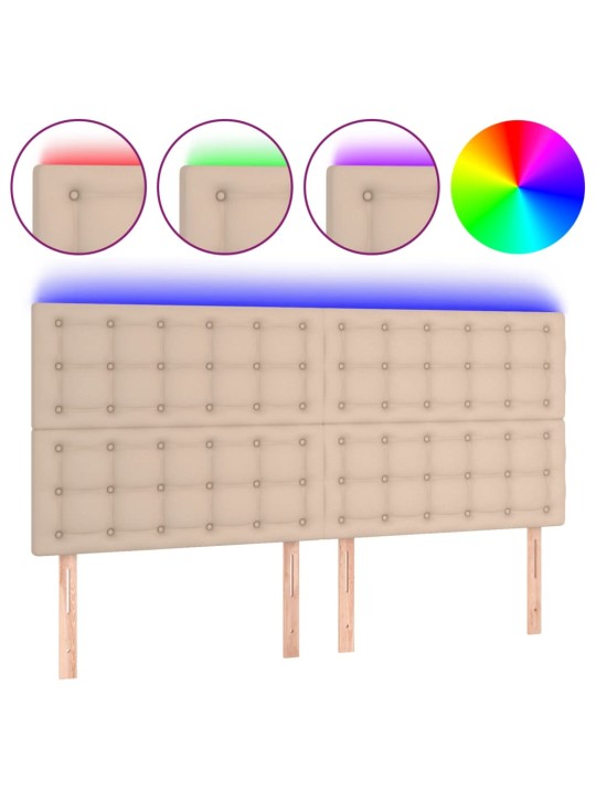 Led-voodipeats, cappuccino, 180x5x118/128 cm, kunstnahk