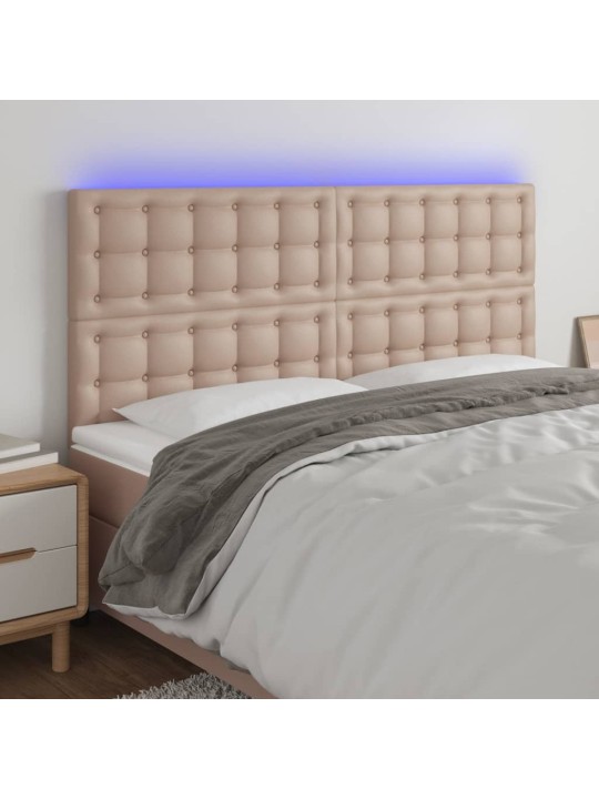 Led-voodipeats, cappuccino, 180x5x118/128 cm, kunstnahk