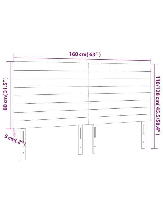 Led-voodipeats, helehall, 160x5x118/128 cm, kangas