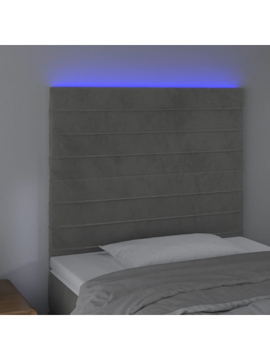 Led-voodipeats, helehall, 90x5x118/128 cm, samet