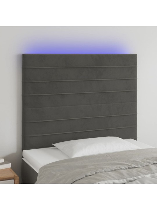 Led-voodipeats, tumehall, 90x5x118/128 cm, samet