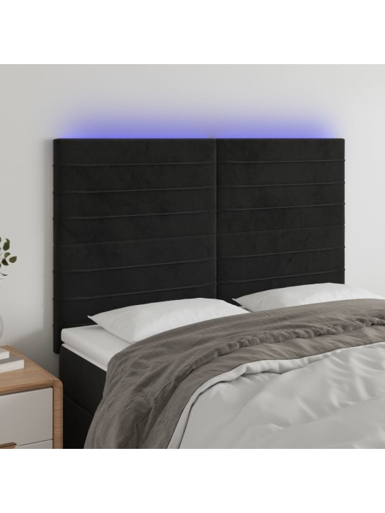 LED-voodipeats, must, 144x5x118/128 cm, samet