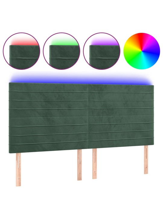 LED-voodipeats, tumeroheline, 160x5x118/128 cm, samet