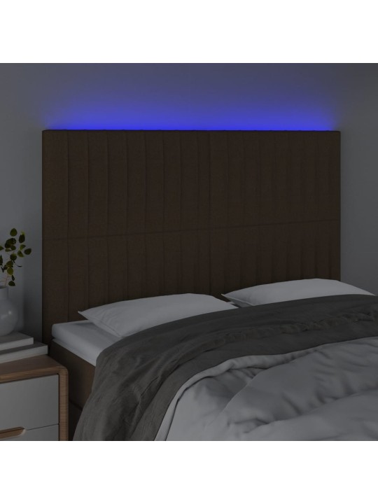 LED-voodipeats, tumepruun, 144x5x118/128 cm, kangas