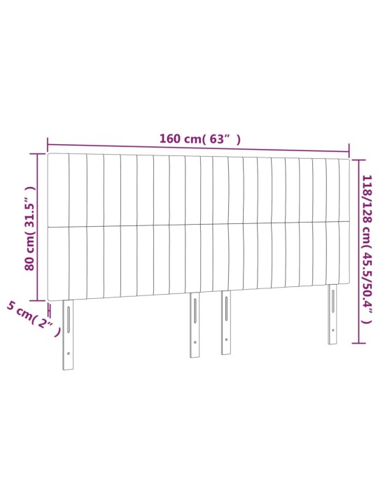 Led-voodipeats, helehall, 160x5x118/128 cm, kangas