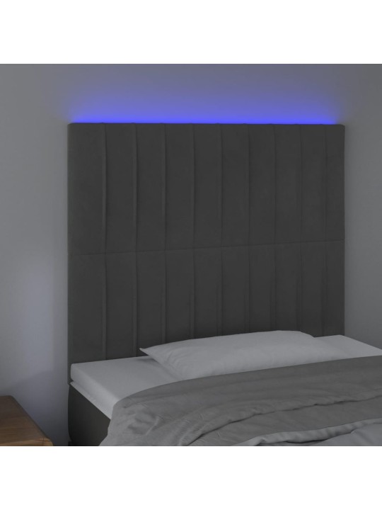 LED-voodipeats, tumehall, 80x5x118/128 cm, samet
