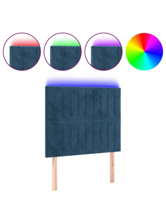 LED-voodipeats, tumesinine, 80x5x118/128 cm, samet