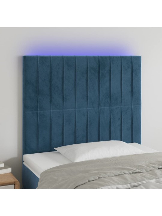 LED-voodipeats, tumesinine, 80x5x118/128 cm, samet