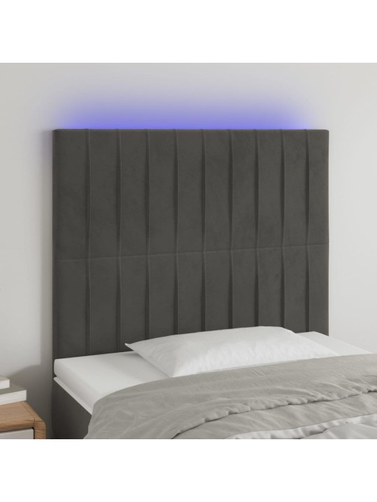 LED-voodipeats, tumehall, 100x5x118/128 cm, samet