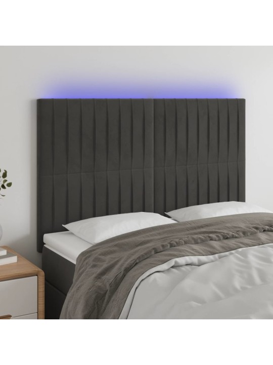 LED-voodipeats, tumehall, 144x5x118/128 cm, samet