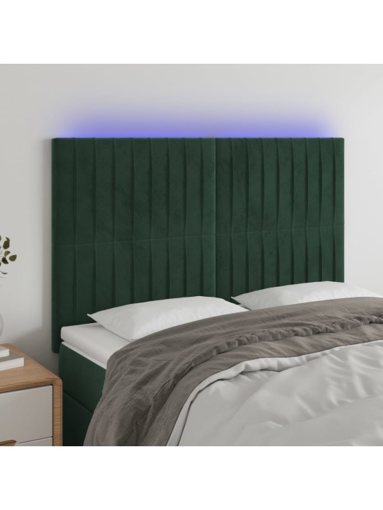 LED-voodipeats, tumeroheline, 144x5x118/128 cm, samet