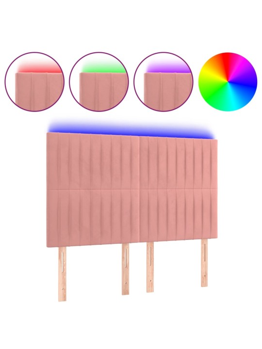LED-voodipeats, roosa, 144x5x118/128 cm, samet