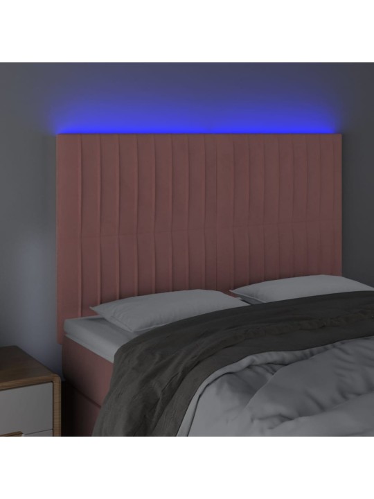 LED-voodipeats, roosa, 144x5x118/128 cm, samet