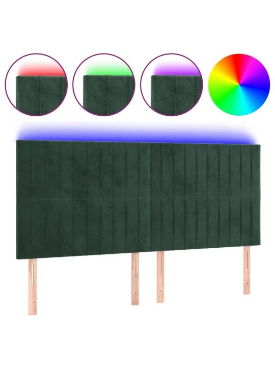 LED-voodipeats, tumeroheline, 180x5x118/128 cm, samet