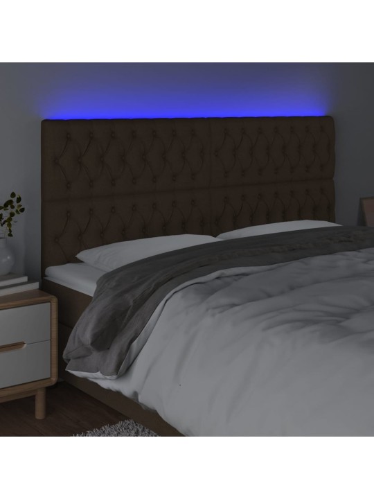 LED-voodipeats, tumepruun, 180x7x118/128 cm, kangas