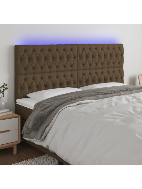 LED-voodipeats, tumepruun, 180x7x118/128 cm, kangas