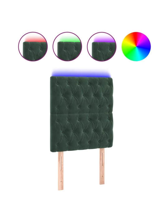 LED-voodipeats, tumeroheline, 80x7x118/128 cm, samet