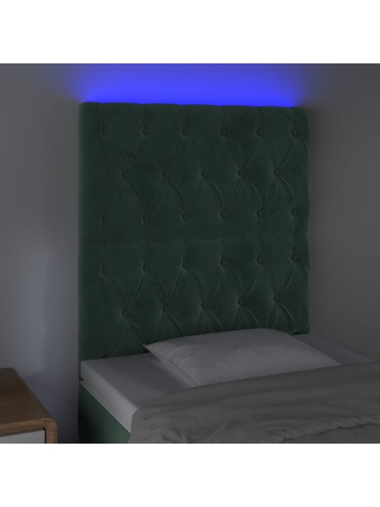 LED-voodipeats, tumeroheline, 80x7x118/128 cm, samet