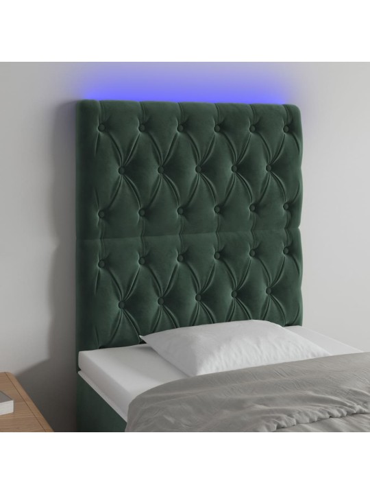 LED-voodipeats, tumeroheline, 80x7x118/128 cm, samet