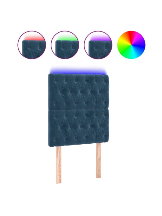 LED-voodipeats, tumesinine, 80x7x118/128 cm, samet