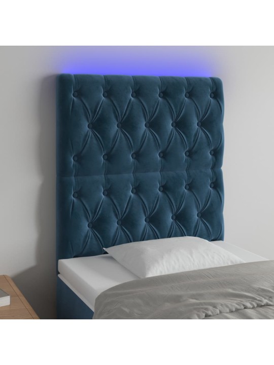 LED-voodipeats, tumesinine, 80x7x118/128 cm, samet