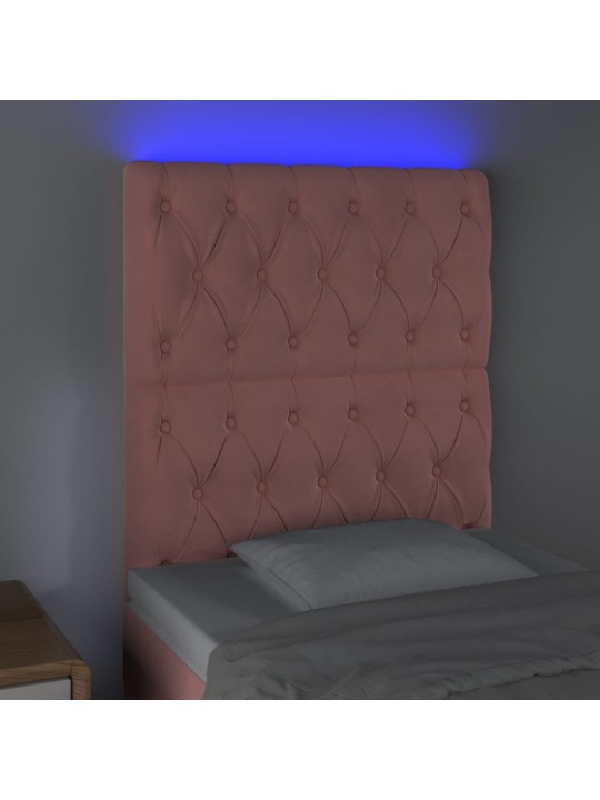 LED-voodipeats, roosa, 80x7x118/128 cm, samet