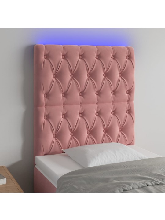 LED-voodipeats, roosa, 80x7x118/128 cm, samet