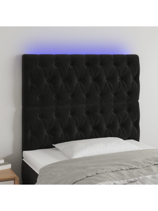 LED-voodipeats, must, 90x7x118/128 cm, samet