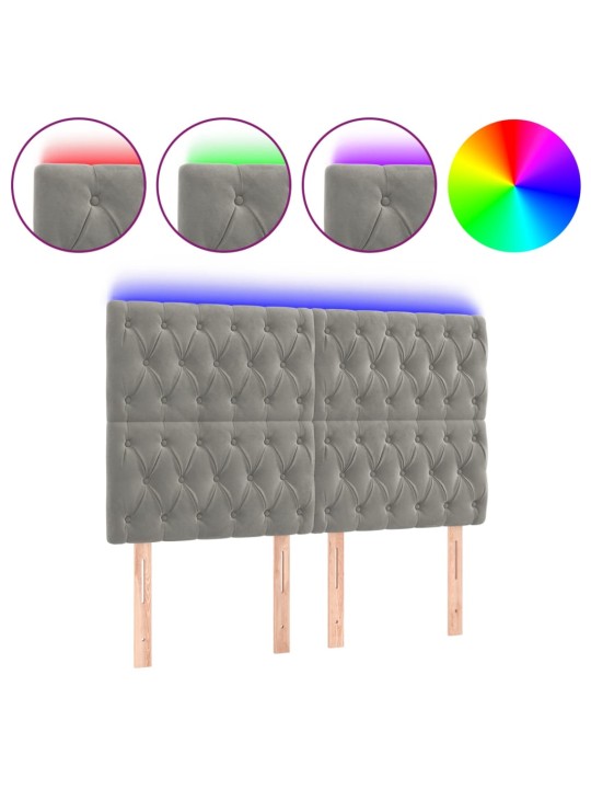 LED-voodipeats, helehall, 144x7x118/128 cm, samet