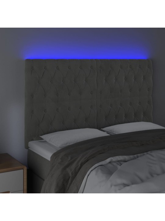 LED-voodipeats, helehall, 144x7x118/128 cm, samet