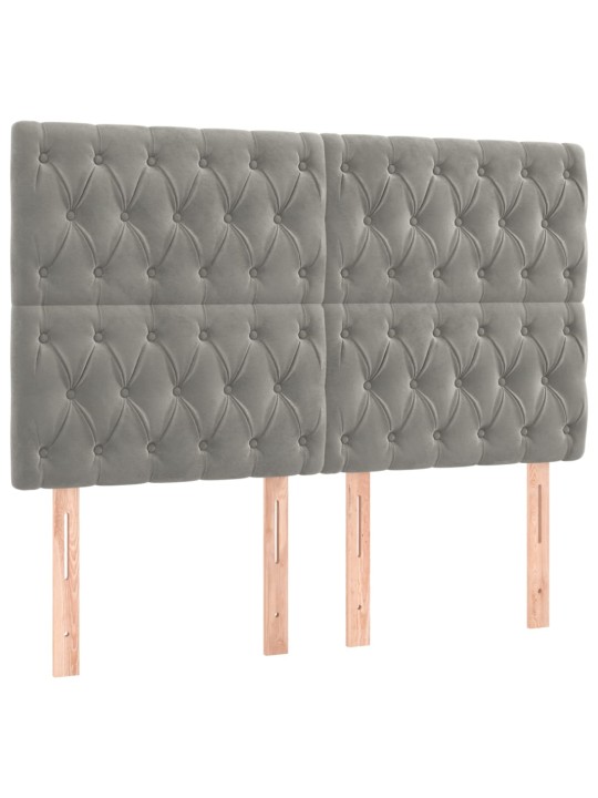 LED-voodipeats, helehall, 144x7x118/128 cm, samet