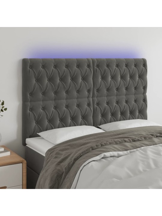 LED-voodipeats, tumehall, 144x7x118/128 cm, samet