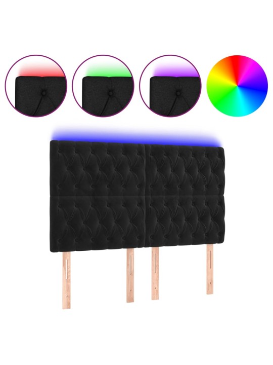 Led-voodipeats, must, 144x7x118/128 cm, samet