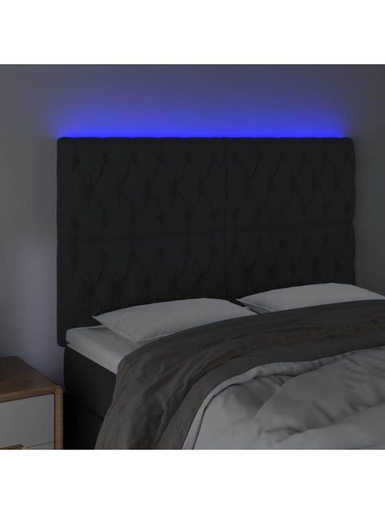 Led-voodipeats, must, 144x7x118/128 cm, samet