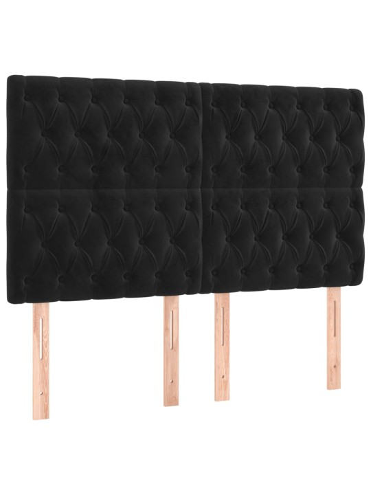 Led-voodipeats, must, 144x7x118/128 cm, samet