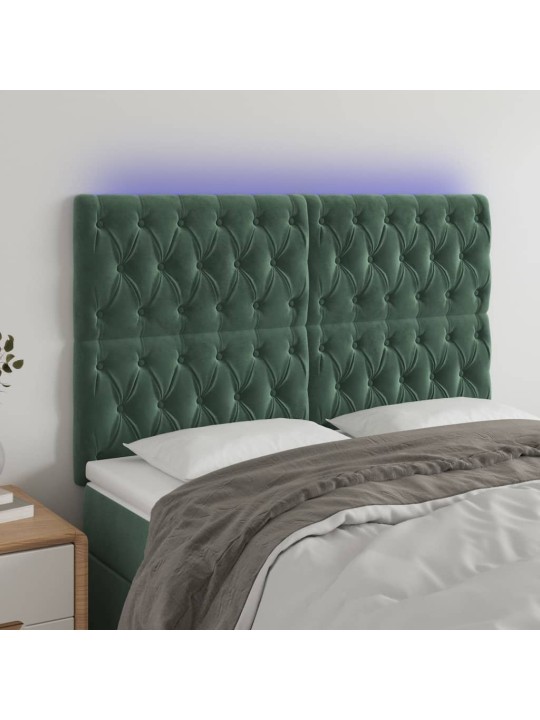 LED-voodipeats, tumeroheline, 144x7x118/128 cm, samet