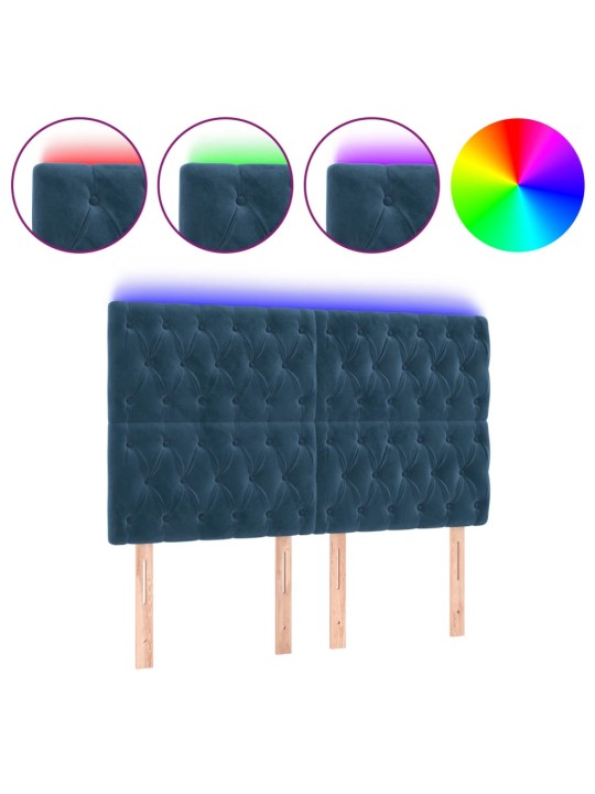 LED-voodipeats, tumesinine, 144x7x118/128 cm, samet