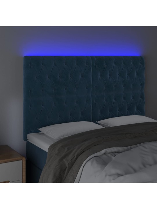 LED-voodipeats, tumesinine, 144x7x118/128 cm, samet