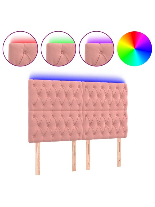 LED-voodipeats, roosa, 144x7x118/128 cm, samet