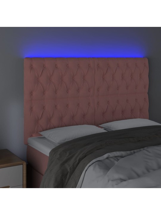 LED-voodipeats, roosa, 144x7x118/128 cm, samet