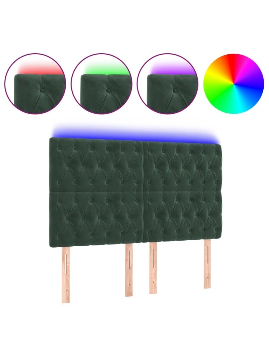 LED-voodipeats, tumeroheline, 160x7x118/128 cm, samet