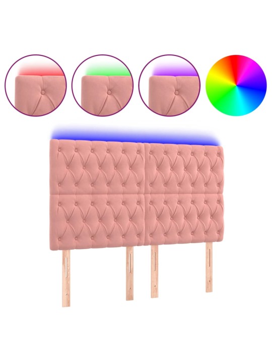 LED-voodipeats, roosa, 160x7x118/128 cm, samet