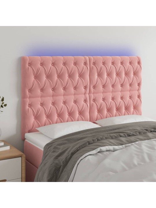 LED-voodipeats, roosa, 160x7x118/128 cm, samet