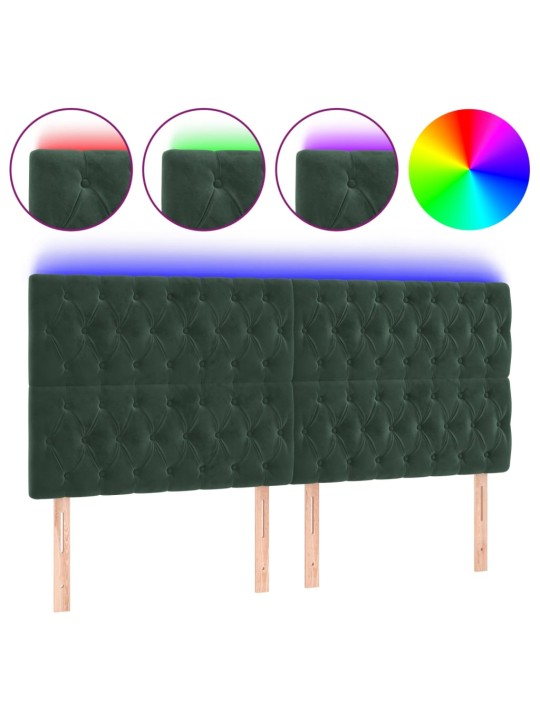LED-voodipeats, tumeroheline, 200x7x118/128 cm, samet