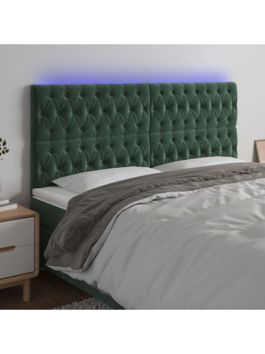 LED-voodipeats, tumeroheline, 200x7x118/128 cm, samet