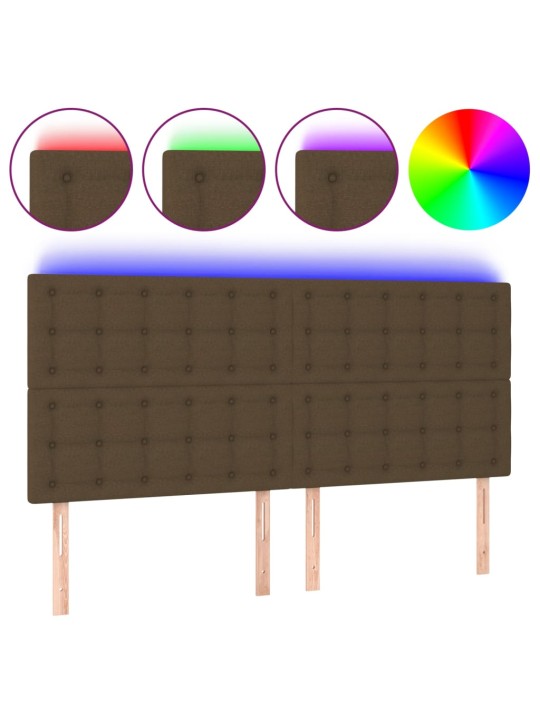 LED-voodipeats, tumepruun, 200x5x118/128 cm, kangas