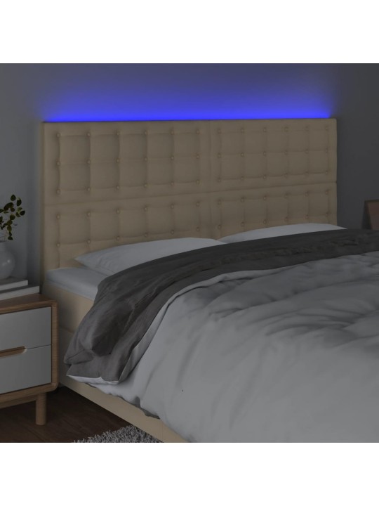 LED-voodipeats, kreemjas, 200x5x118/128 cm, kangas