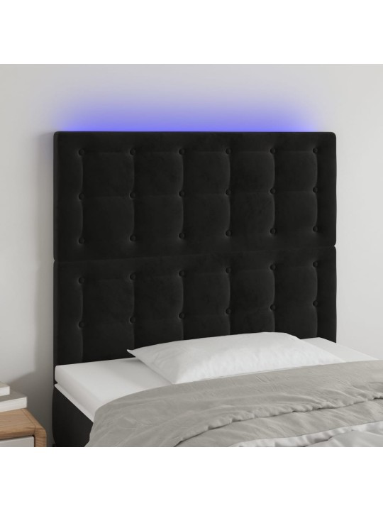 Led-voodipeats, must, 80x5x118/128 cm, samet